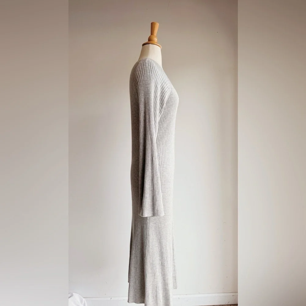 🩶 NWT J.Crew Gray Ribbed Silk Blend Sweater Dress Medium